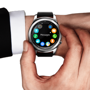 Die Gear S3 Smartwatch von Samsung lässt sich mittels Lünette bedienen.