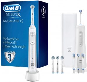 Oral-B Genius X elektrische Zahnbürste mit Aqua Care 6 Munddusche