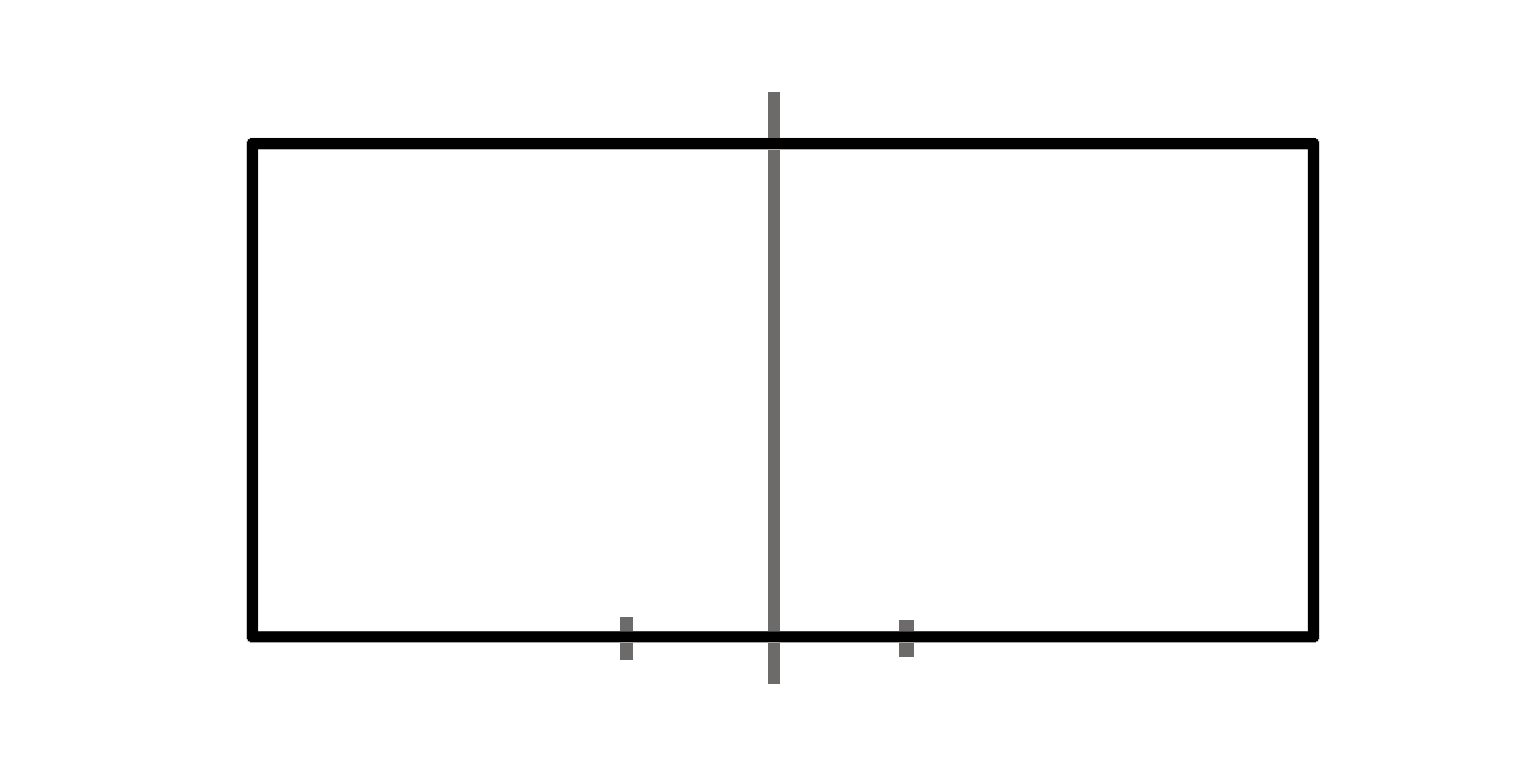 Zuerst zeichnen Sie ein Rechteckt mit entsprechenden Markierungen.