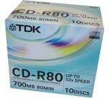 Rohling im Test: CD-R 80 700 MB 52x (1 Jewel) von TDK, Testberichte.de-Note: 2.3 Gut