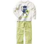 Pyjama für Jungen, wollweiß/hellgrün geringelt