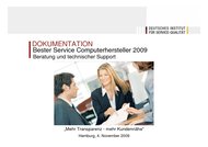 Deutsches Institut für Service-Qualität (DISQ): Bester Service Computerhersteller 2009 (Vergleichstest)