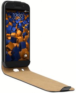 Eine aufklappbare Handy-Tasche aus Leder.