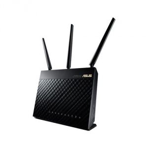 Ein Asus-Router mit externen Antennen zur besseren Ausrichtung der Funksignale.