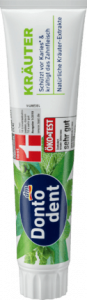 Zahncreme dm / Dontodent Kräuter - Testsieger bei Stiftung Warentest in der Kategorie Universalzahnpasten