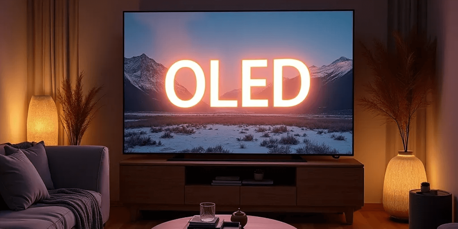 Großer OLED-TV in Wohnzimmer