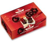 Produktbild WEISS Spezialitäten Herzen Sterne Brezeln (Zartbitter-Schokolade)
