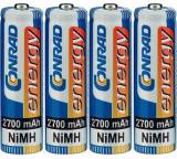 Akku im Test: Energy Mignon NiMH-Akku 2700 mAh (AA-Zellen) von Conrad Electronic, Testberichte.de-Note: 2.3 Gut