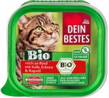 Katzenfutter im Test: Bio, reich an Rind mit Kalb, Erbsen & Rapsöl von dm / Dein Bestes, Testberichte.de-Note: 2.0 Gut