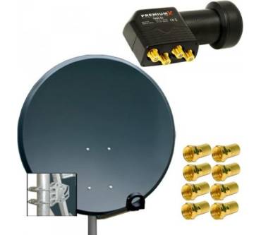 Produktbild PremiumX PXA100 + LNB PXQS-04 + F-Stecker 7,5mm vergoldet