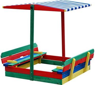 Produktbild Josef Steiner Sandkasten mit Sitzbank und Dach (bunt)