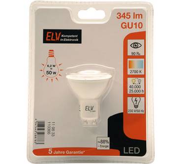 Produktbild ELV Elektronik 6,2-W-GU10-LED-Lampe, warmweiß, 36°
