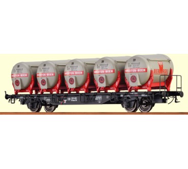 Produktbild Brawa Behältertragwagen BTmms 58 der DB, mit Ddikr 621 „Holsten-Bier“