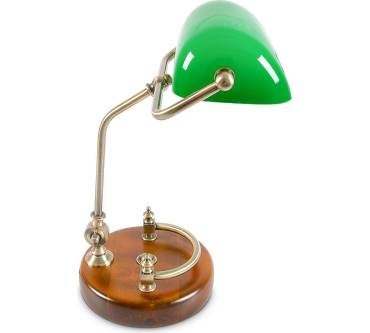 Produktbild Relaxdays Bankerlampe (grün mit verziertem Holzfuß)