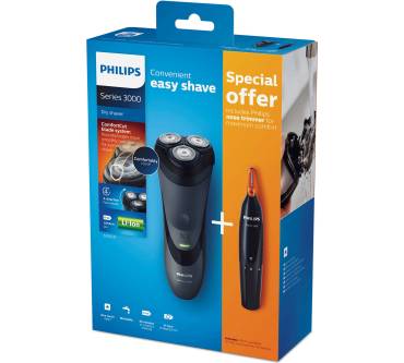 Produktbild Philips Series 3000 Trockenrasierer + Nasen- und Ohrenhaartrimmer S3110/41