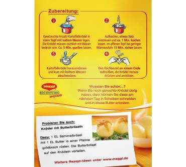 Produktbild Maggi Kartoffelknödel im Kochbeutel (halb & halb)