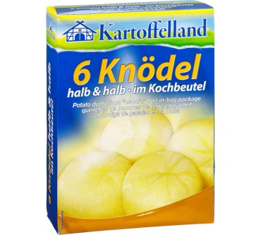 Produktbild Kartoffelland 6 Knödel im Kochbeutel (halb & halb)