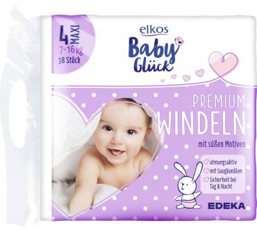 Produktbild Edeka / elkos Babyglück Premium-Windeln Größe 4 maxi