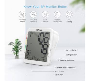 Produktbild Homiee Oberarm-Blutdruckmessgerät (Touchscreen)