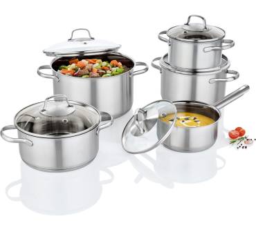 Produktbild Lidl / Ernesto Topfset Edelstahl mit Glasdeckel (5-teilig)