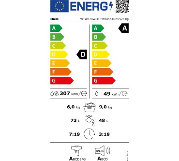 Produktbild Miele WTW870WPM PWash&TDos 9/6 kg