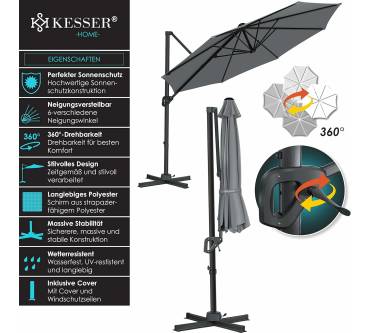 Produktbild Kesser Sun Ampelschirm Rund XL Ø 330 cm
