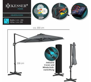 Produktbild Kesser Sun Ampelschirm Rund XL Ø 330 cm