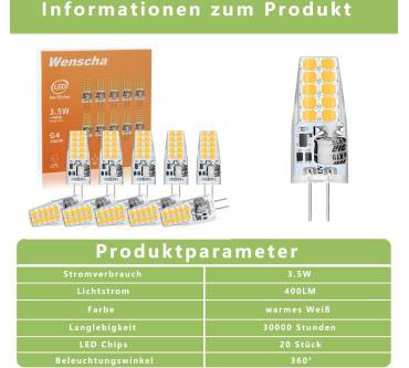 Produktbild Wenscha G4 12V LED Lampe Warmweiß 3000K