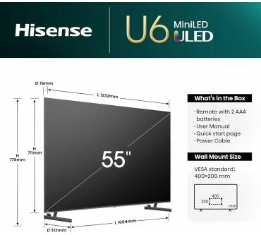 Produktbild Hisense 55U6NQ