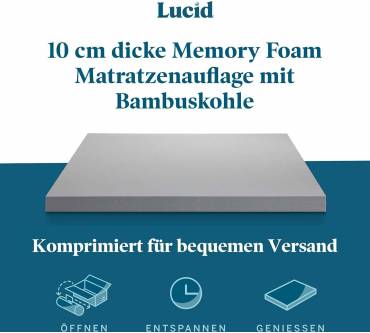 Produktbild Lucid Memory Foam Topper mit Bambuskohle (10 cm)