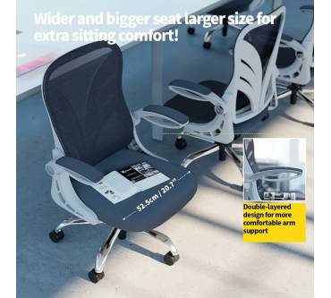 Produktbild Holludle Ergonomischer Bürostuhl mit klappbarer Rückenlehne