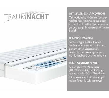 Produktbild Traumnacht XXL 7-Zonen Tonnentaschenfederkernmatratze (22 cm)