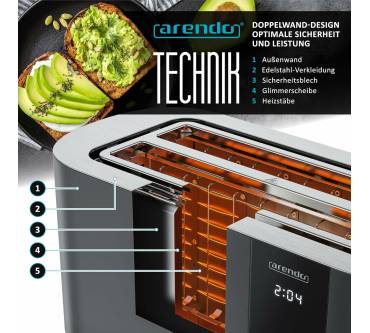 Produktbild Arendo Level Touch 4-Scheiben-Toaster