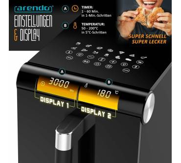 Produktbild Arendo Dual Vertical Airfryer mit Sichtfenster