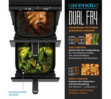 Produktbild Arendo Dual Vertical Airfryer mit Sichtfenster