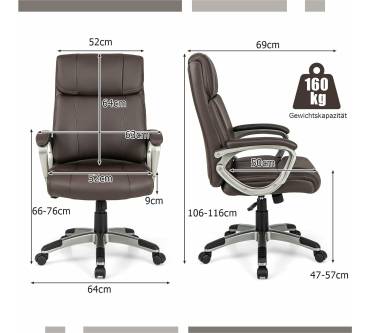 Produktbild Costway Schreibtischstuhl aus Kunstleder