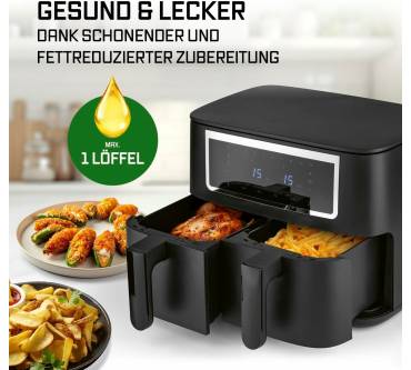 Produktbild Gourmetmaxx Doppelkammer Heißluftfritteuse 2x 4 L