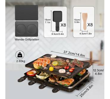 Produktbild HengBO 2-in-1 Raclette Grill 8 Personen