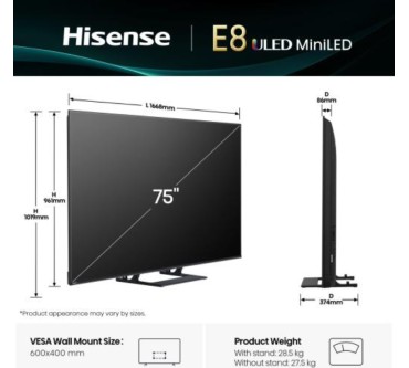 Produktbild Hisense 75E8Q