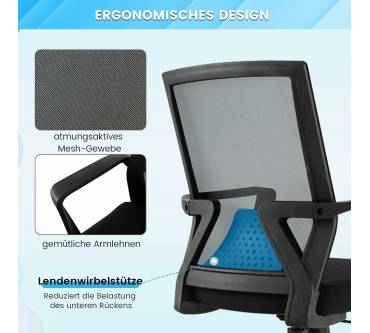 Produktbild Costway Bürostuhl mit Lordosenstütze und Wippfunktion