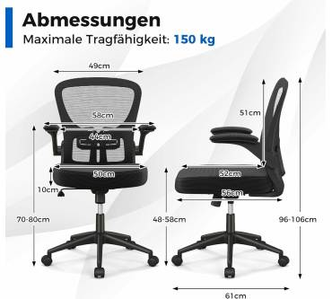 Produktbild Costway Bürostuhl mit hochklappbaren Armlehnen