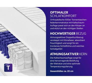 Produktbild Traumnacht Premium 7-Zonen 500er Tonnentaschenfederkernmatratze