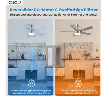 Produktbild CJOY Deckenventilator mit Beleuchtung (107 cm, 5 Rotorblätter)