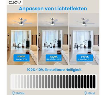 Produktbild CJOY Deckenventilator mit Beleuchtung (107 cm, 5 Rotorblätter)
