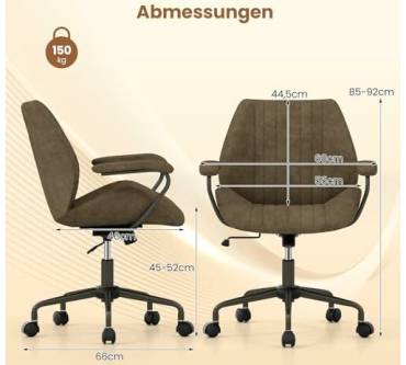 Produktbild Costway Ergonomischer Bürostuhl Drehstuhl mit Gepolsterten Armlehnen Computerstuhl