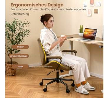 Produktbild Costway Ergonomischer Bürostuhl Drehstuhl mit Gepolsterten Armlehnen Computerstuhl