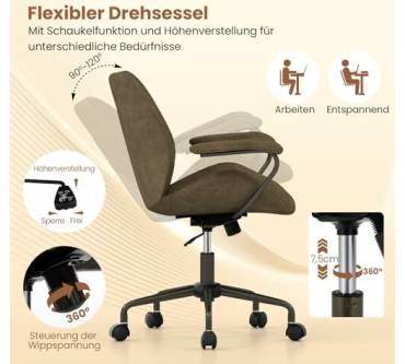 Produktbild Costway Ergonomischer Bürostuhl Drehstuhl mit Gepolsterten Armlehnen Computerstuhl