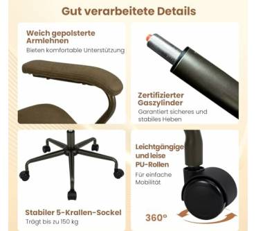 Produktbild Costway Ergonomischer Bürostuhl Drehstuhl mit Gepolsterten Armlehnen Computerstuhl