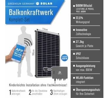 Produktbild Dyness Balkonkraftwerk 2600W mit 4800W Dyness Speicher + 4 x 500W Bifazial Solarmodule