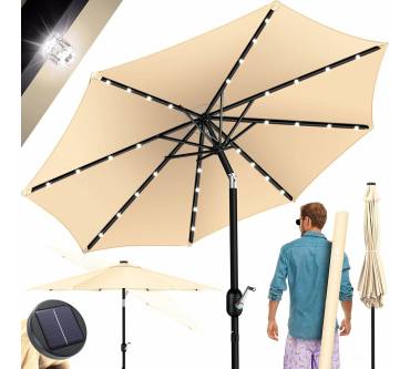 Produktbild Kesser Sonnenschirm Balkonschirm Rund LED Solar Ø 265 cm